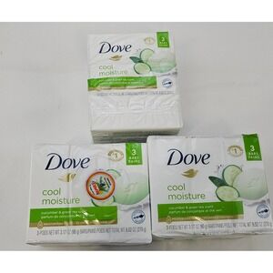 Dove Cool Moisture Beauty Bar Soap Cucumber Green Tea 3.17oz 3 Packs of 3 9 Bars